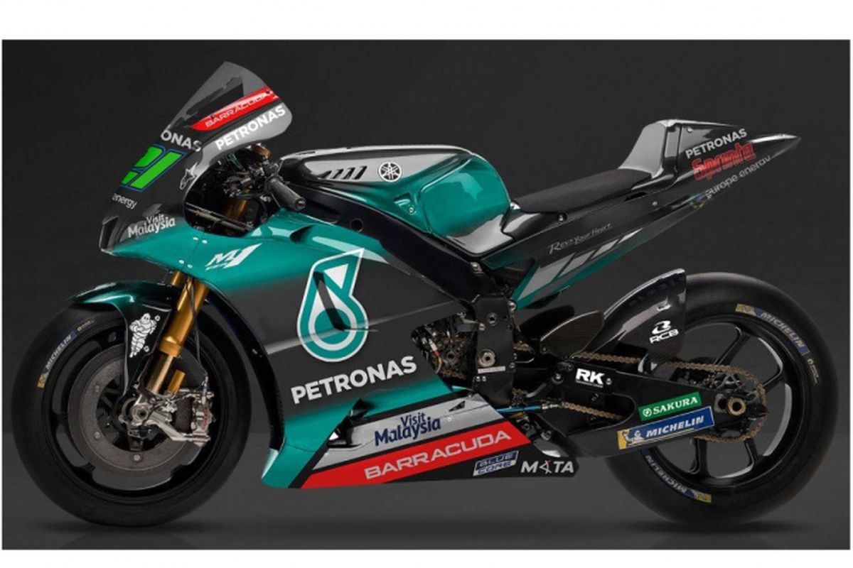 Tim Petronas Yamaha SRT memperlihatkan warna motor mereka untuk kompetisi MotoGP 2019