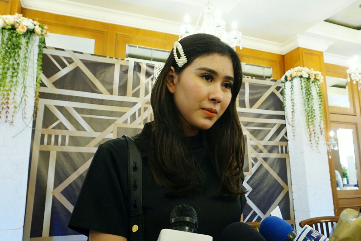 Artis peran Syahnaz Shadiqah saat ditemui di kawasan Gondangdia, Jakarta Pusat, Rabu (3/4/2019).