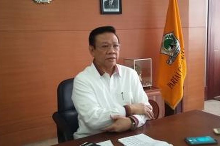 Ketua Umum Partai Golkar hasil Munas Ancol, Agung Laksono, dalam konferensi pers di Kantor DPP Partai Golkar, Slipi, Jakarta Barat, Kamis (25/6/2015).