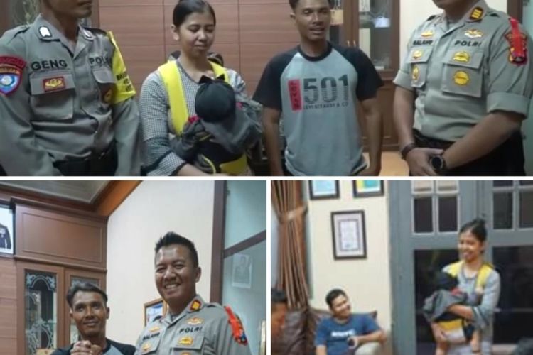 foto pertemuan polisi dan keluarga yang disebut diusir dari pospam di Surabaya. Foto diunggah oleh akun facebook Rul Ruly Hidayat.