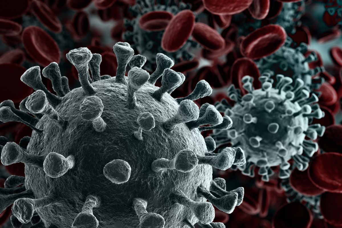 Ilustrasi virus corona SARS-CoV-2 penyebab Covid-19. Tonjolan menyerupai paku yang tersebar di permukaan virus corona disebut protein spike.