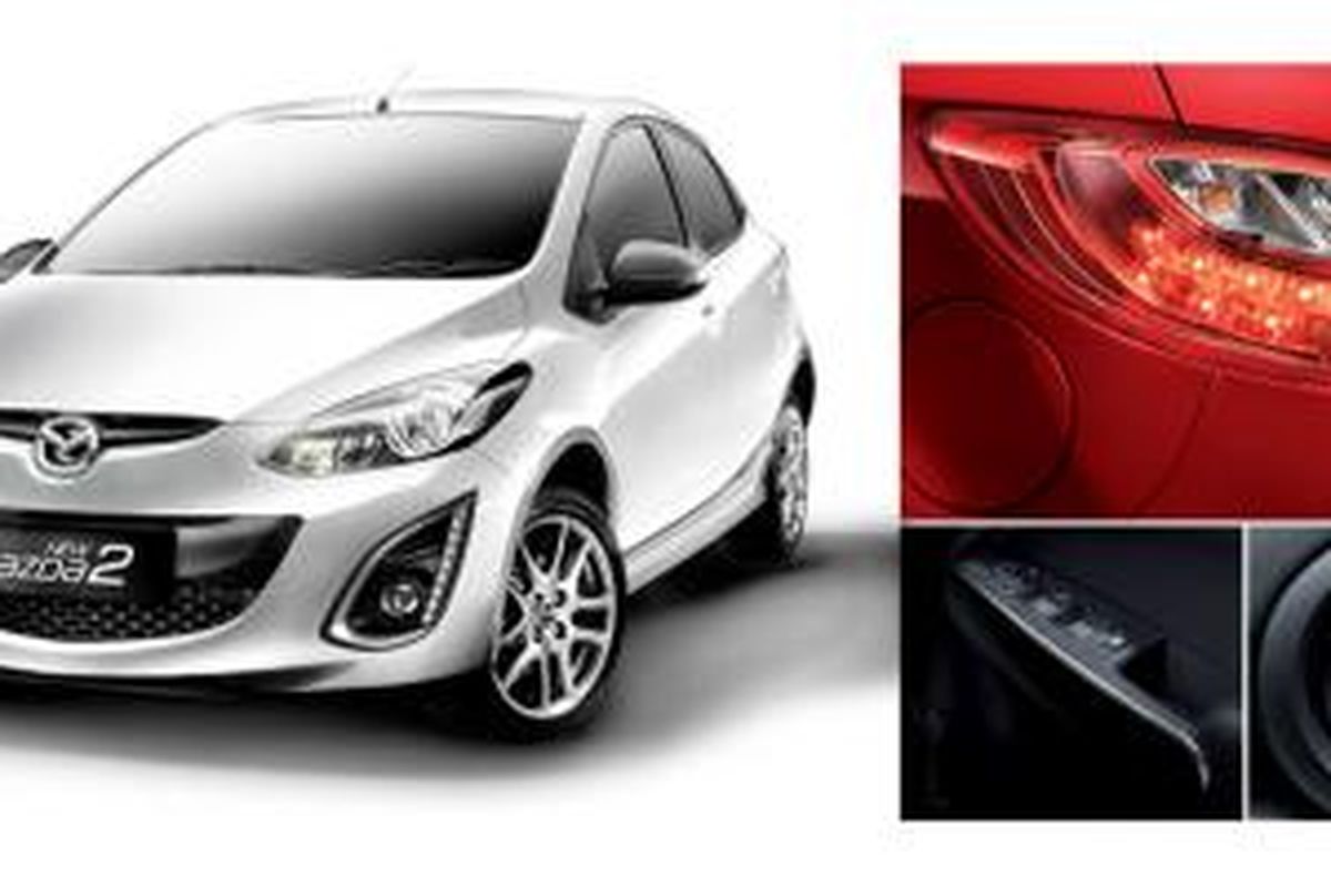 Mazda2 tampil dengan DRL LED dan aneka aksesori lain, cuma nambah Rp 2 juta.