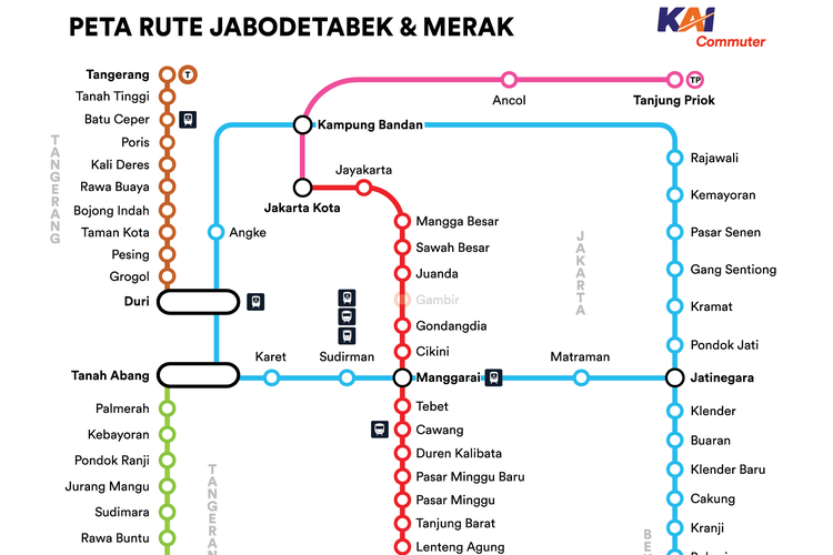Peta rute  KRL Commter Line Jabodetabek