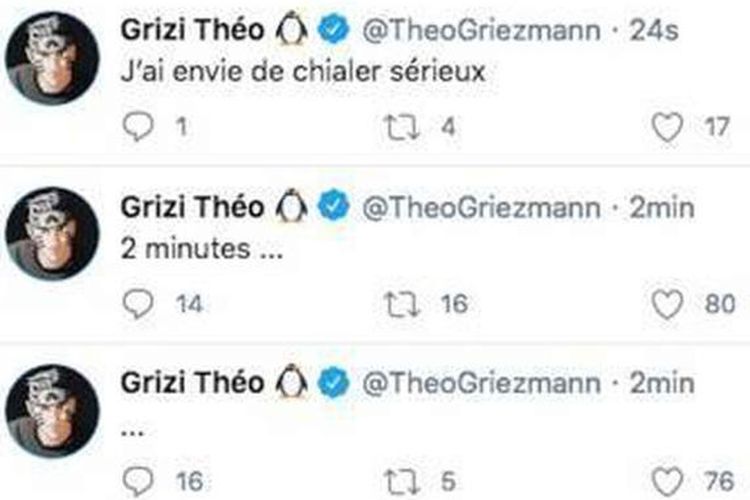 Cuitan Theo Griezmann, adik Antoine Griezmann.