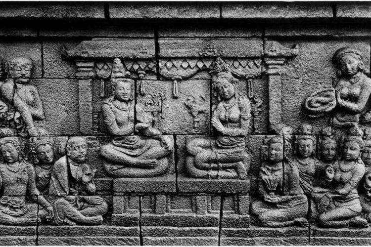 Bagian dari Relief Lalitavistara yang terdapat di Candi Borobudur
