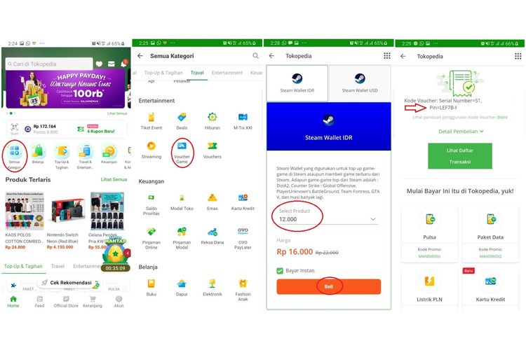 Ilustrasi top-up Steam Wallet via Tokopedia