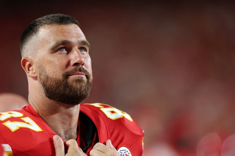Travis Kelce dari tim Kansas City Chiefs saat NFL Preseason 2025 di Kansas City, Missouri, Amerika Serikat, pada Jumat (22/8/2025).