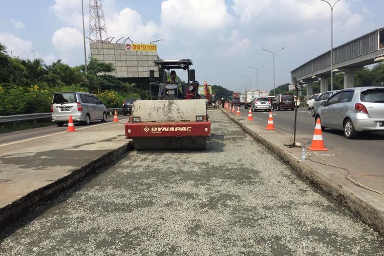 Ilustrasi perbaikan jalan tol Jagorawi arah Ciawi, Bogor.