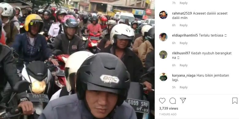 Senin pertama di tahun 2020, lalin di Jembatan Leuwi Gajah macet parah dalam tangkapan video di Instagram @bandungtalk, Senin (6/1/2020) yang viral. 