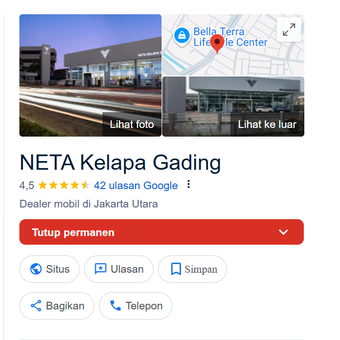 Neta Kelapa Gading Tutup Permanen
