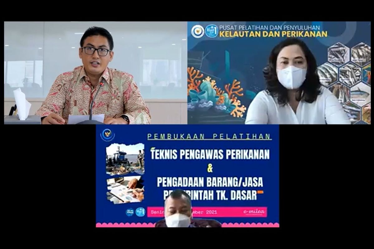 Pelatihan Teknis Pengawas Perikanan Lingkup Pusat dan Daerah Kementerian Kelautan dan Perikanan (Kementerian KP) secara daring, Senin (27/9/2021).