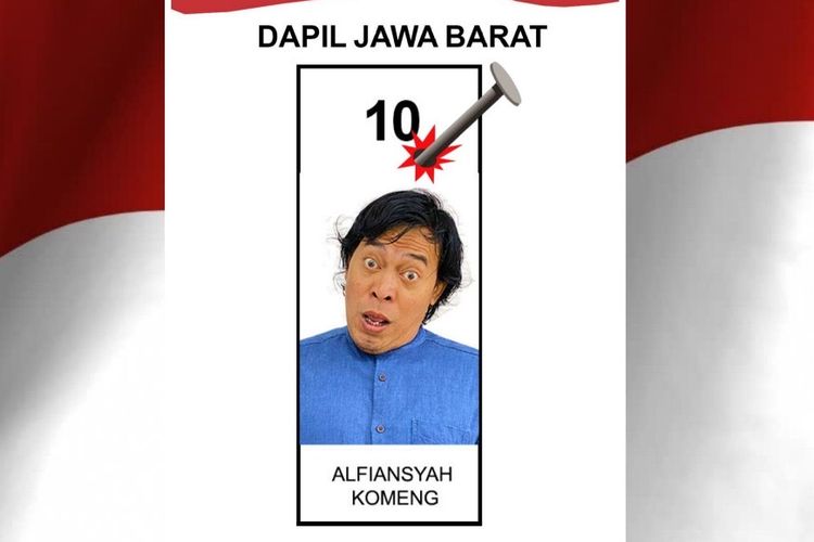 Foto nyeleneh Komeng. Komeng jadi calon anggota DPD dengan suara tertinggi di Indonesia.