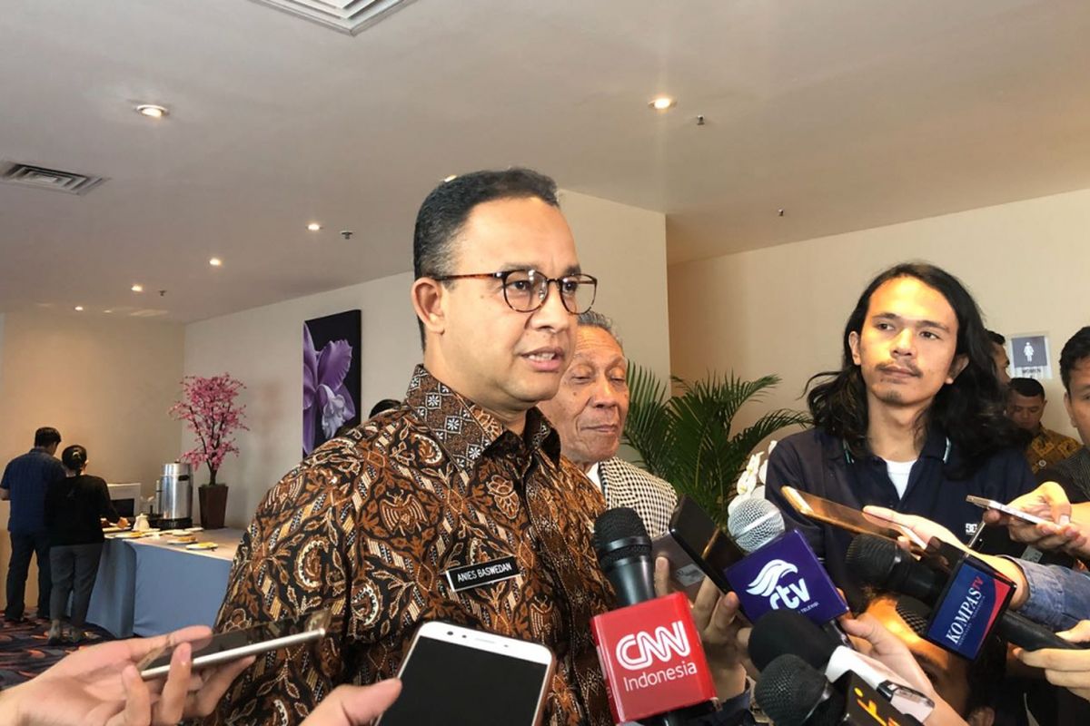 Gubernur DKI Jakarta Anies Baswedan di Hotel Four Points, Jalan M.H Thamrin, Kamis (12/7/2018). 
