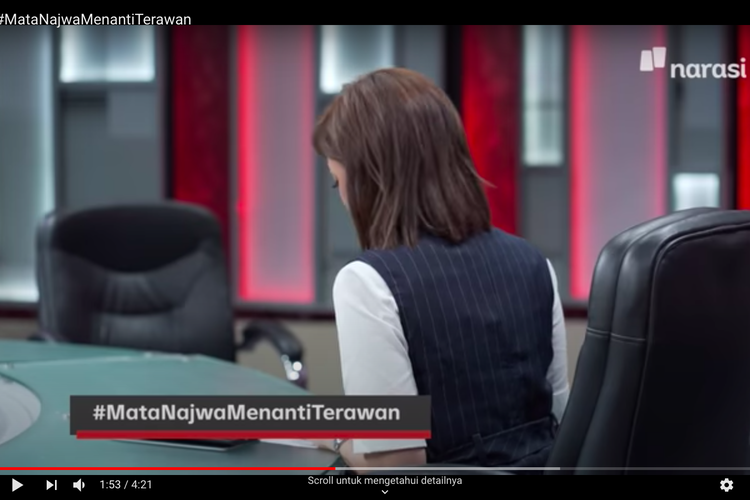 Tangkapan layar video youtube acara mata najwa dengan tema #MataNajwaMenantiTerawan