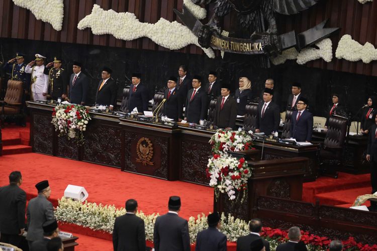 Suasana sidang tahunan Majelis Permusyawaratan Rakyat Republik Indonesia Tahun 2018 di Kompleks Parlemen, Senayan, Jakarta, Kamis (16/8/2017). Presiden Joko Widodo menyampaikan pidato, yakni pidato kenegaraan dalam rangka Hari Ulang Tahun RI ke 73.

