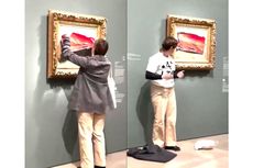 Seorang Aktivis Tutup Lukisan Monet di Paris dengan Stiker, Apa Alasannya?