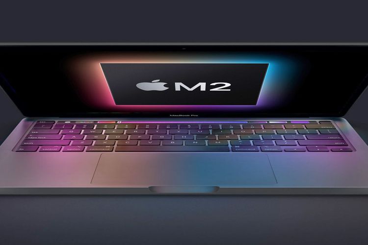 Ilustrasi MacBook Pri 13 inci dengan chip baru Apple, M2.