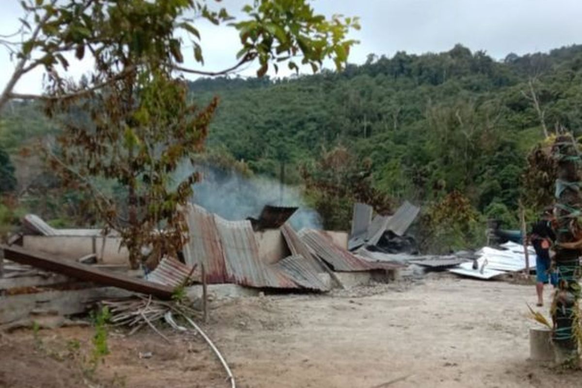 The site of the attack in the village of Lemban Tongoa by MIT militants who killed a family of four and burned six houses 