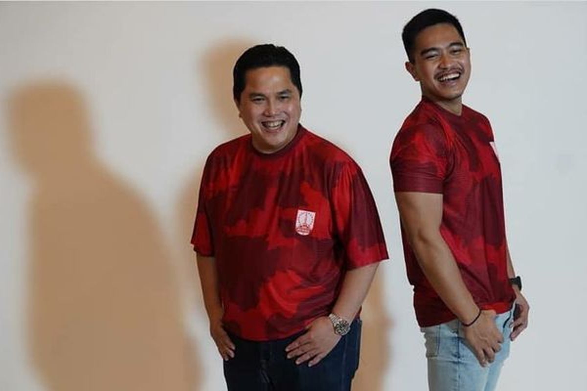 Menteri BUMN Erick Thohir bersama putra Presiden Joko Widodo, Kaesang Pangarep.