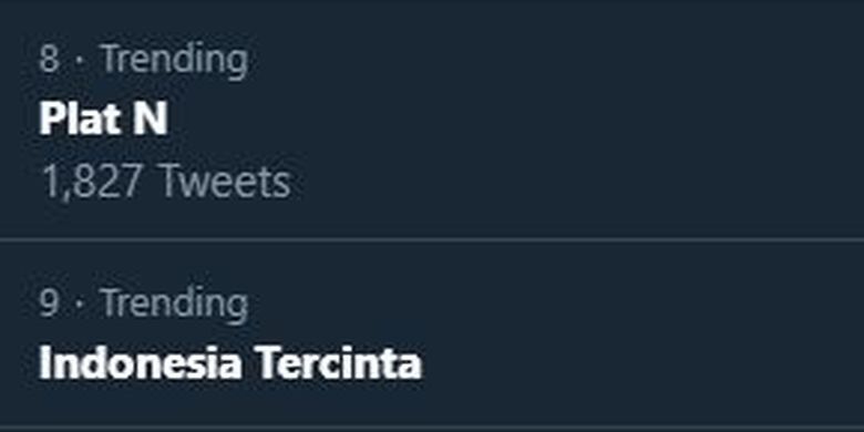 Trending topic Twitter Indonesia Senin (16/12/2019) sore, salah satunya adalah #PlatN