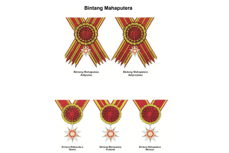 Tanda kehormatan dari Presiden RI, Bintang Mahaputera. Salah satunya adalah Bintang Mahaputera Nararya.