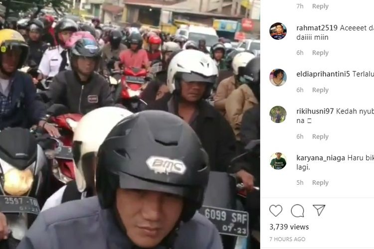 Senin pertama di tahun 2020, lalin di Jembatan Leuwi Gajah macet parah dalam tangkapan video di Instagram @bandungtalk, Senin (6/1/2020) yang viral. 