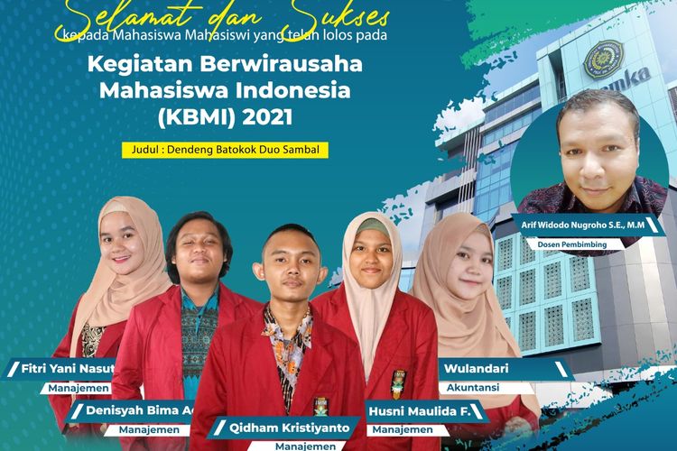 Tim FEB Uhamka yang terdiri dari orang 5 mahasiswa berhasil mengukir prestasi tingkat nasional lewat Kompetisi Bisnis Mahasiswa Indonesia, 