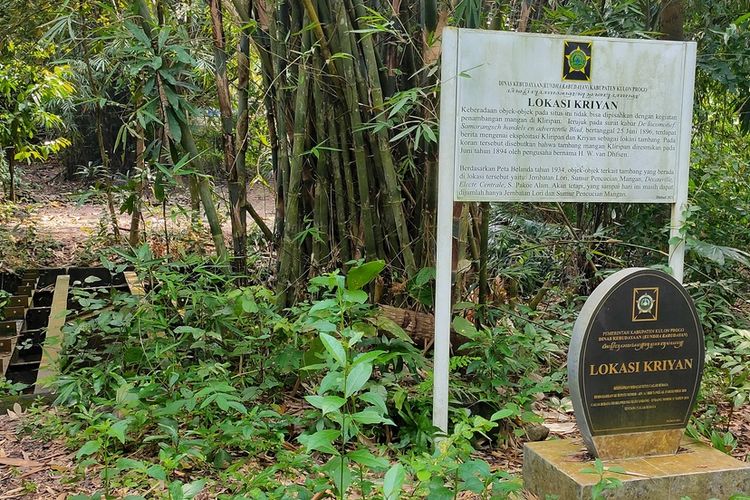 Dua cagar budaya, yakni bekas jembatan sebagai jalur rel lori dan sumur pencucian mangan di Pedukuhan Kriyan, Kalurahan Hargorejo, Kapanewon (kecamatan) Kokap, Kabupaten Kulon Progo, Daerah Istimewa Yogyakarta. Keduanya terpisah sekitar 100-an meter. Cagar budaya itu merupakan sisa-sisa keemasan tambang mangan di masa lalu.