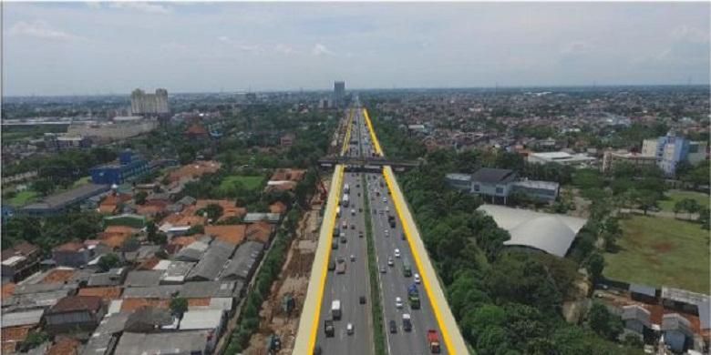 Rencana pelebaran jalan di Tol Jakarta Cikampek dalam rangka pembangunan Jakarta-Cikampek II (Elevated).
