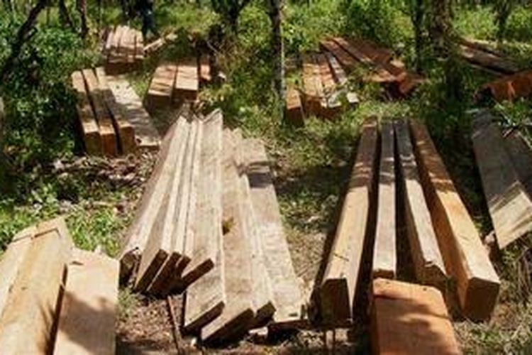 Ilustrasi: kayu ilegal ini ditemukan pihak TNI di Kolaka.