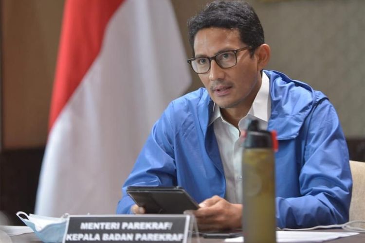 Menparekraf Sandiaga Uno saat memimpin rapat virtual bersama seluruh Kepala Dinas Pariwisata dari 34 provinsi di Indonesia, Sabtu (26/12/2020).