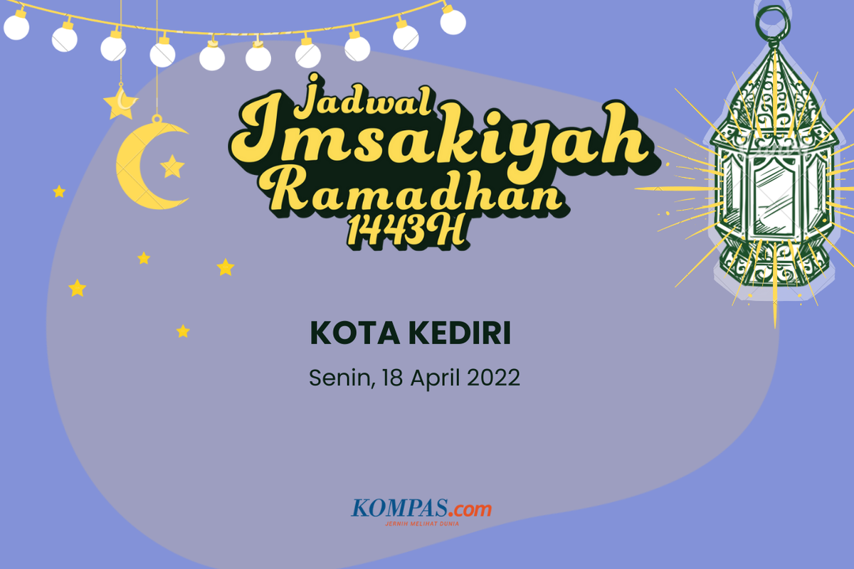 Berikut jadwal imsak dan buka puasa di Kota Kediri dan sekitarnya hari ini, 18 April 2022
