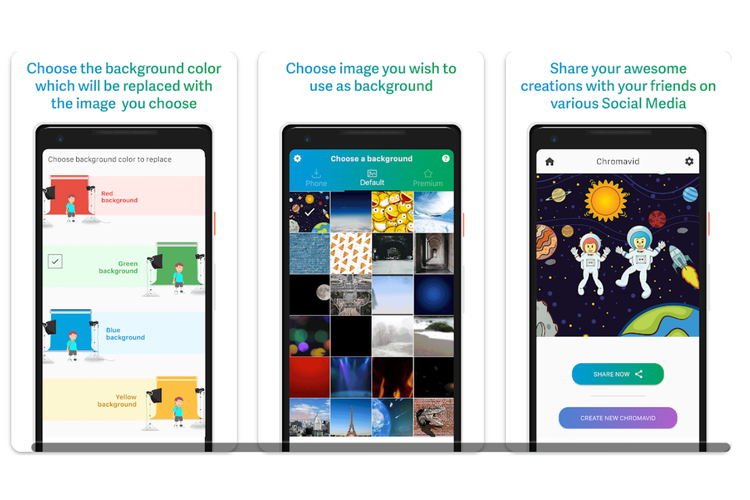 Ilustrasi aplikasi green screen Chromavid.