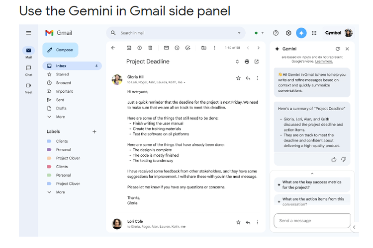 Google juga mengintegrasikan chatbot miliknya, Gemini ke berbagai layanan Google termasuk Gmail. Hal ini dimungkinkan berkat fitur baru Gemini Extensions.