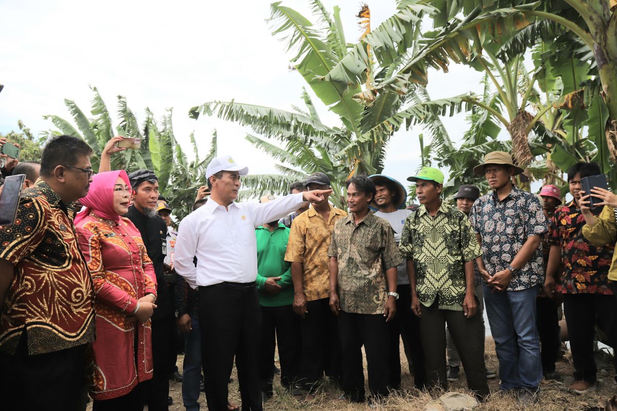 Menteri Pertanian (Mentan) Andi Amran Sulaiman saat meninjau area pompanisasi di Desa Bringin, Kecamatan Godong, Kabupaten Grobogan, Kamis (21/3/2024).