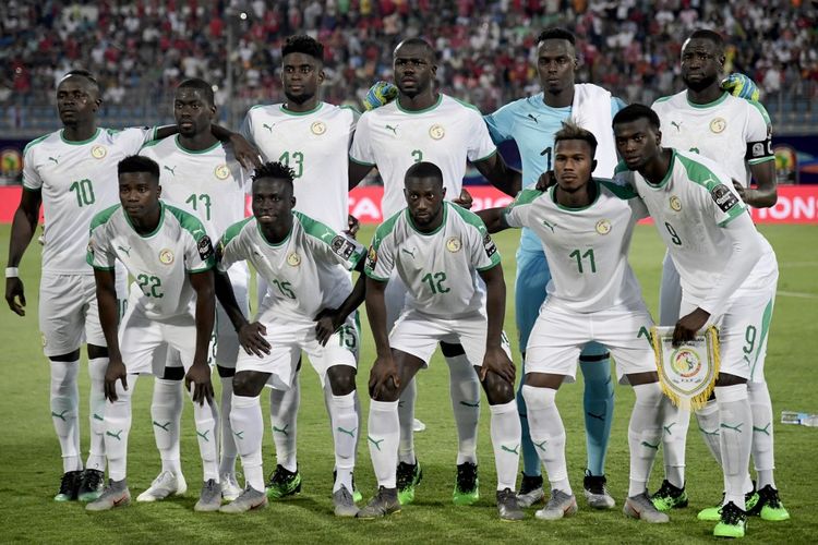 Para pemain tim nasional Senegal berpose sebelum melakoni laga Piala Afrika 2019.