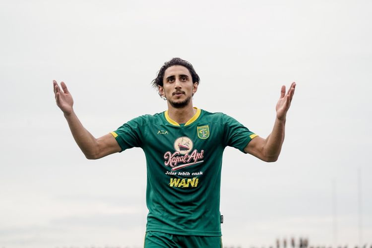 Mahmoud Eid pada laga final Piala Gubernur Jawa Timur 2020 yang mempertemukan Persebaya Surabaya vs Persija Jakarta di Stadion Gelora Delta, Sidoarjo, Kamis 20 Februari 2020.