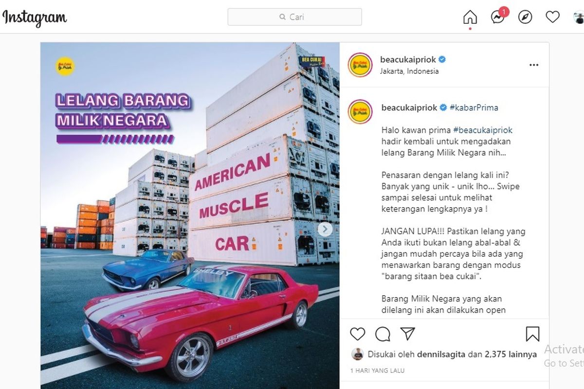 Lelang mobil muscle car di Bea Cukai Tanjung Priok.