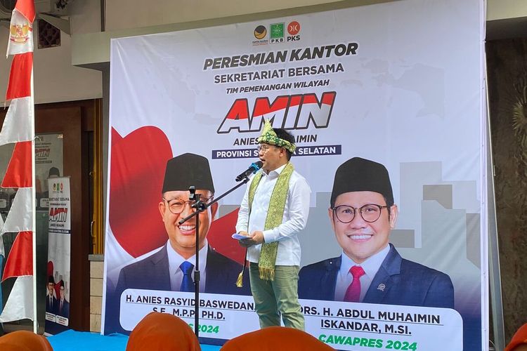 Ketua Umum PKB Muhaimin Iskandar saat di Palembang, Jumat (6/10/2023).