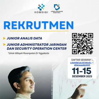 Direktorat Jenderal Pengawasan Ruang Digital Kementerian Komunikasi dan Digital membuka lowongan kerja untuk dua posisi, yakni Junior Analis Data serta Junior Administrator Jaringan dan Security Operation Center