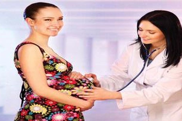 ilustrasi ibu hamil dan dokter