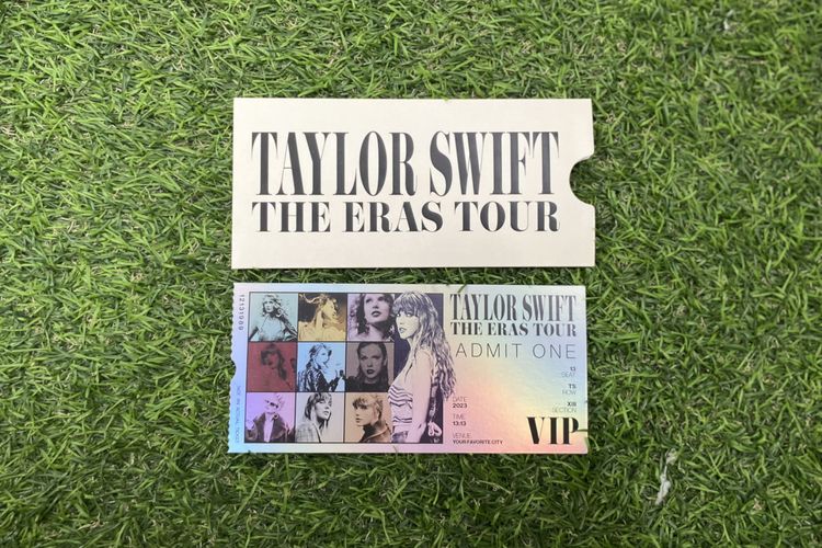 Collectible tiket konser Taylor Swift The Eras Tour untuk penonton VIP. 