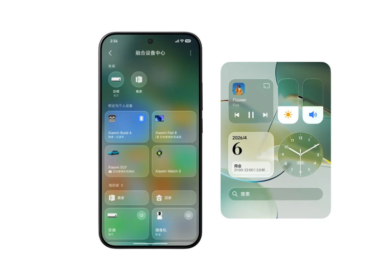 HyperOS 4 membawa tampilan antarmuka baru bernama Soft Light Glass, dengan elemen transparan dan efek pencahayaan pada sejumlah bagian sistem, seperti Quick Settings, tombol menu, widget, folder, dan elemen lainnya.