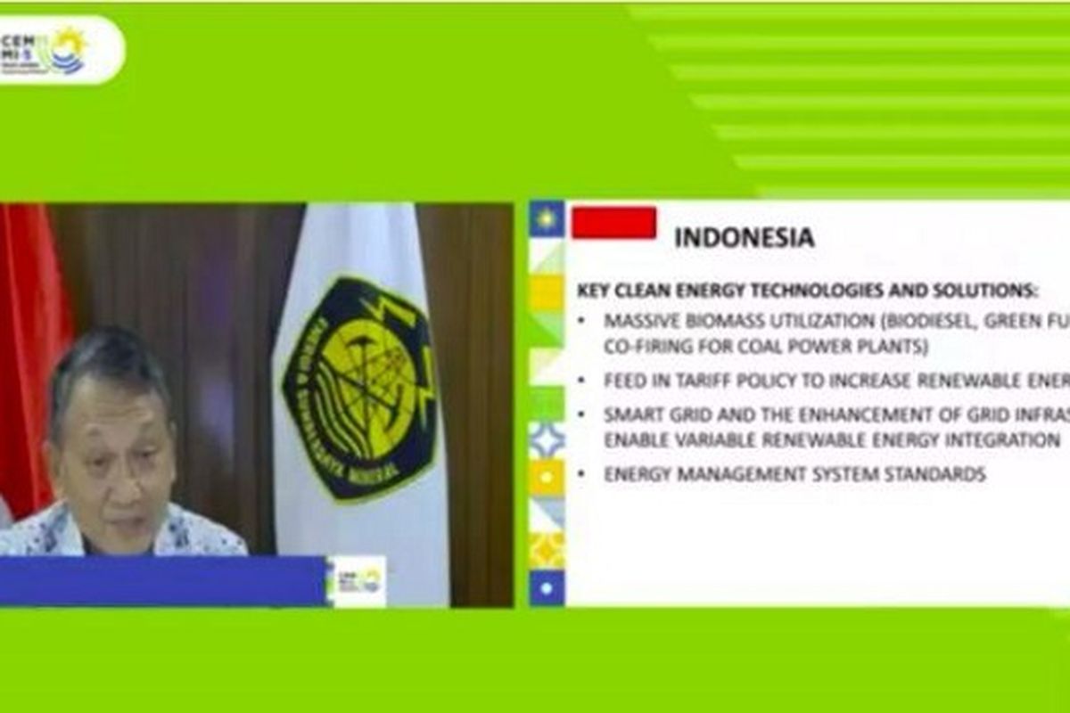 Menteri ESDM Arifin Tasrif, saat menghadiri The 11th CEM Meeting (CEM11) and The 5th Mission Innovation (MI-5) secara virtual, Selasa (22/9/2020).