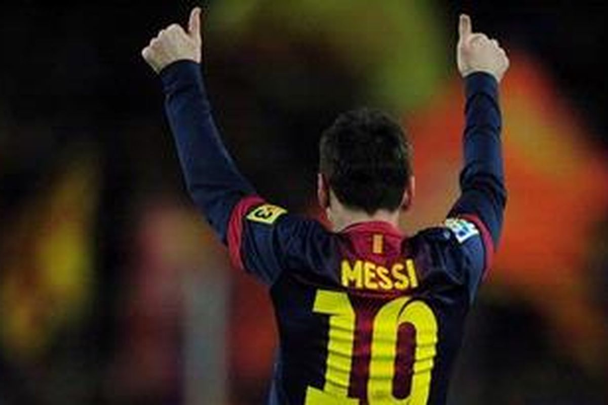 Penyerang Barcelona, Lionel Messi.