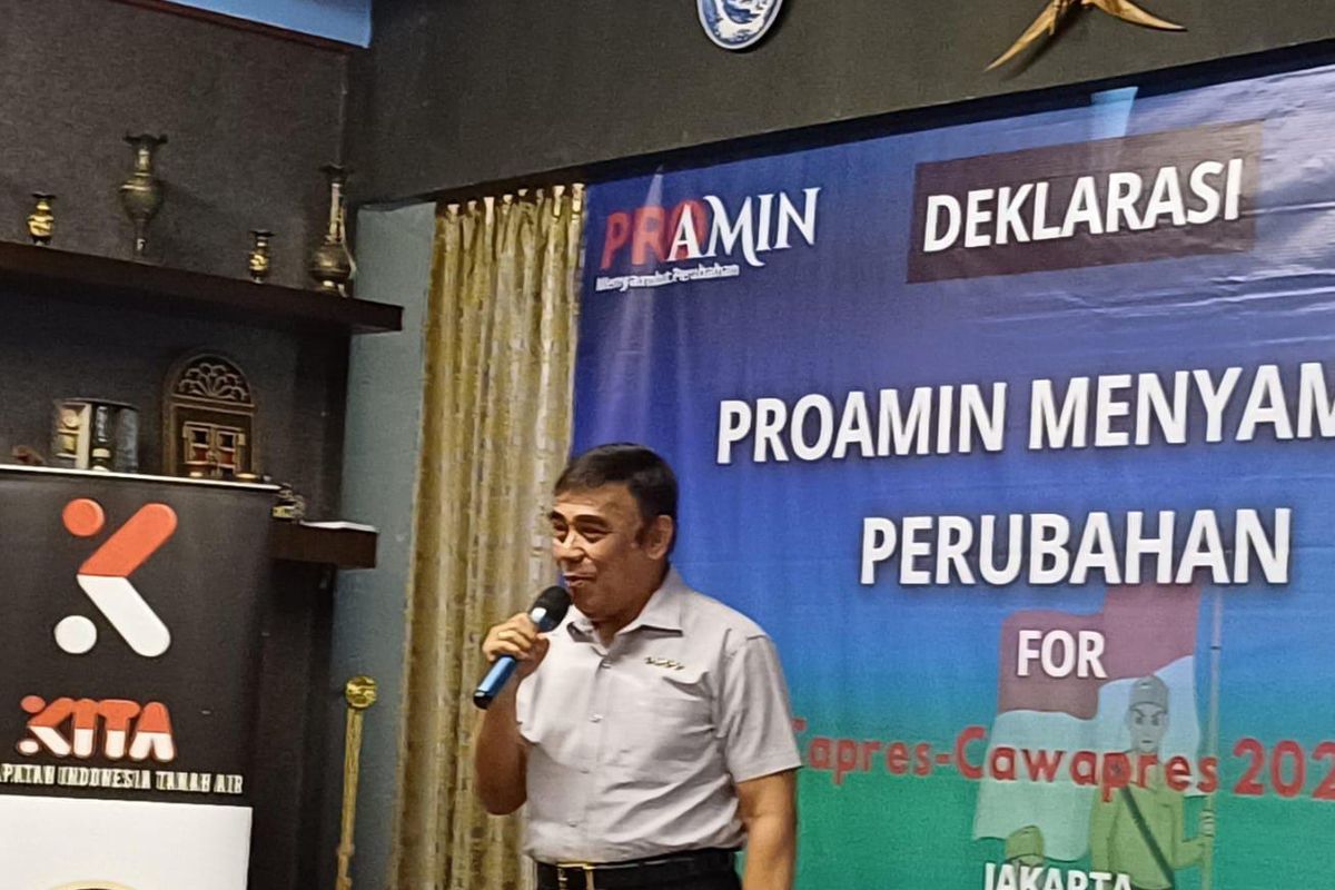 Eks Menteri Agama (Menag) Jenderal TNI (Purn) Fachrul Razi dalam acara Deklarasi Relawan ProAmin di Istana Al Barkat, Jakarta, Jumat (10/11/2023). 