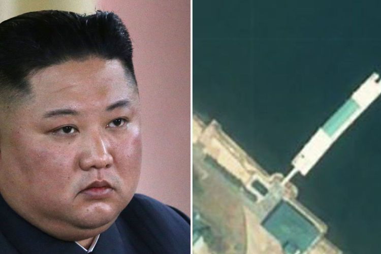 Gambar kanan, citra satelit yang diduga memperlihatkan kapal mewah milik Pemimpin Korea Utara Kim Jong Un di Wonsan.
