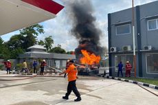 Minibus Ertiga Ludes Terbakar di SPBU Belitung, Sopir Alami Luka Bakar