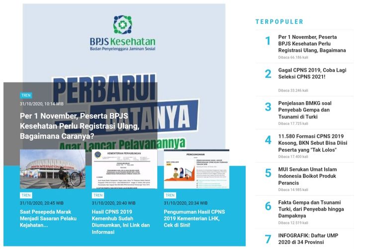 Populer Tren Per 1 November Sebagian Peserta Bpjs Kesehatan Perlu Registrasi Ulang 11 580 Formasi Cpns 2019 Kosong Halaman All Kompas Com