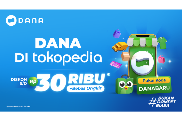 Pengguna Tokopedia yang menggunakan DANA sebagai metode pembayaran bisa mendapatkan keuntungan tambahan saat berbelanja berupa diskon sampai dengan Rp 30.000 dan bebas ongkir. 